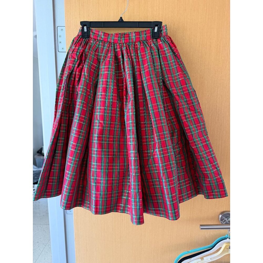 Vintage Plaid Taffeta Skirt Womens Size Small Crinoline Red High Waisted Holiday - Picture 13 of 14